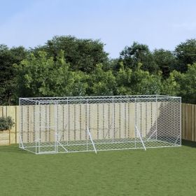 Outdoor Dog Kennel Silver 19.7'x6.6'x6.6' Galvanized Steel