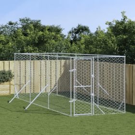 Outdoor Dog Kennel Silver 6.6'x19.7'x6.6' Galvanized Steel