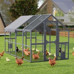 Outdoor Chicken Coop Enclosures 110" Large Kitten Playpen ,Upgrade Waterproof Cover-GREY (Main Color: Gray, Main Material: Metal & Wood)