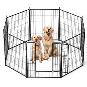 Dog Playpen Indoor Outdoor, 32" Height 8 Panels Fence with Anti-Rust Coating, Metal Heavy Portable Foldable Dog Pen for Large (Color: as Pic)
